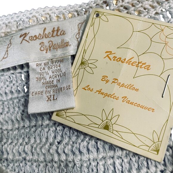 Kroshetta Gold Trim Sweater XL Crochet Boho Glam Holiday Party Top Trending - Picture 3 of 8